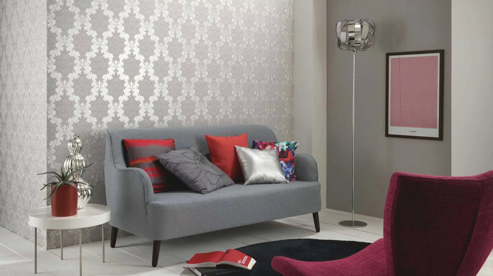 Обои Эрисман в интерьере гостиной комбинированные