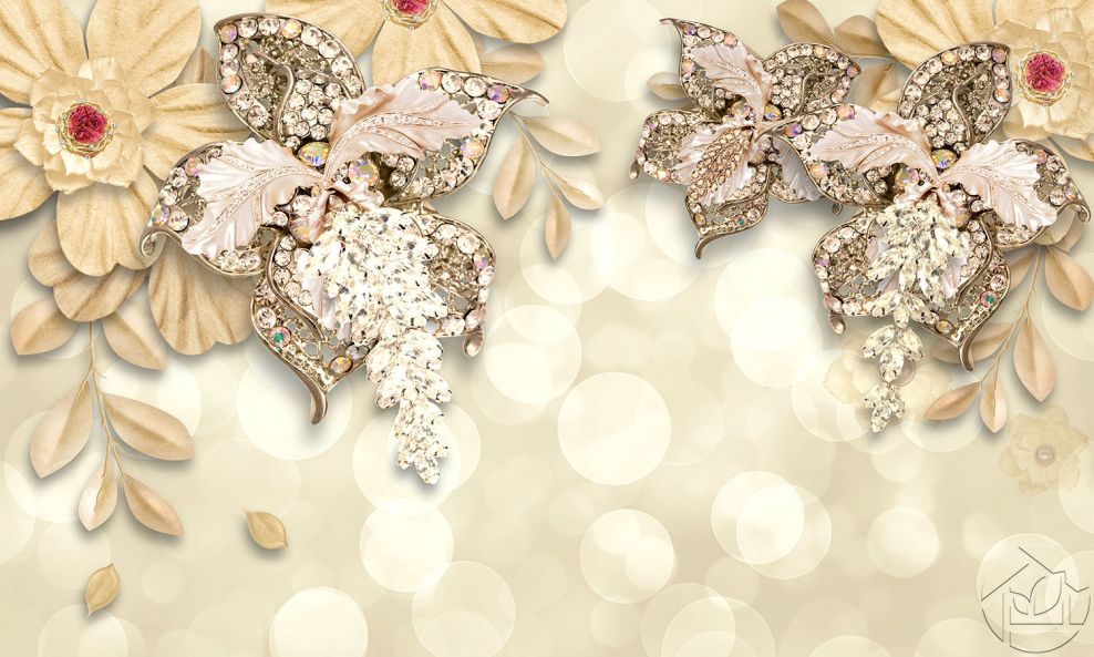 Бежевый цветочный фон