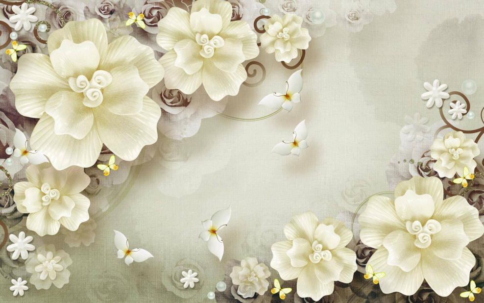 Цветы на бежевом фоне