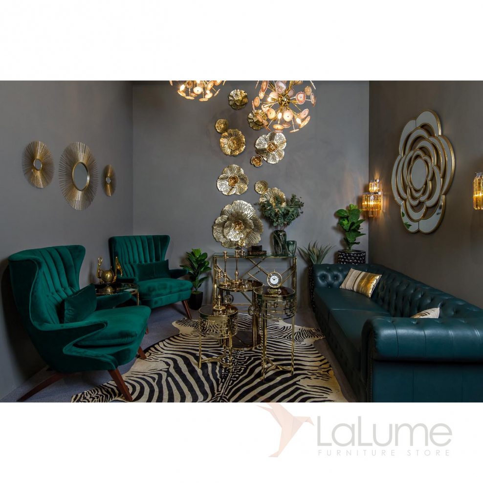 Золотой журнальный столик в интерьере