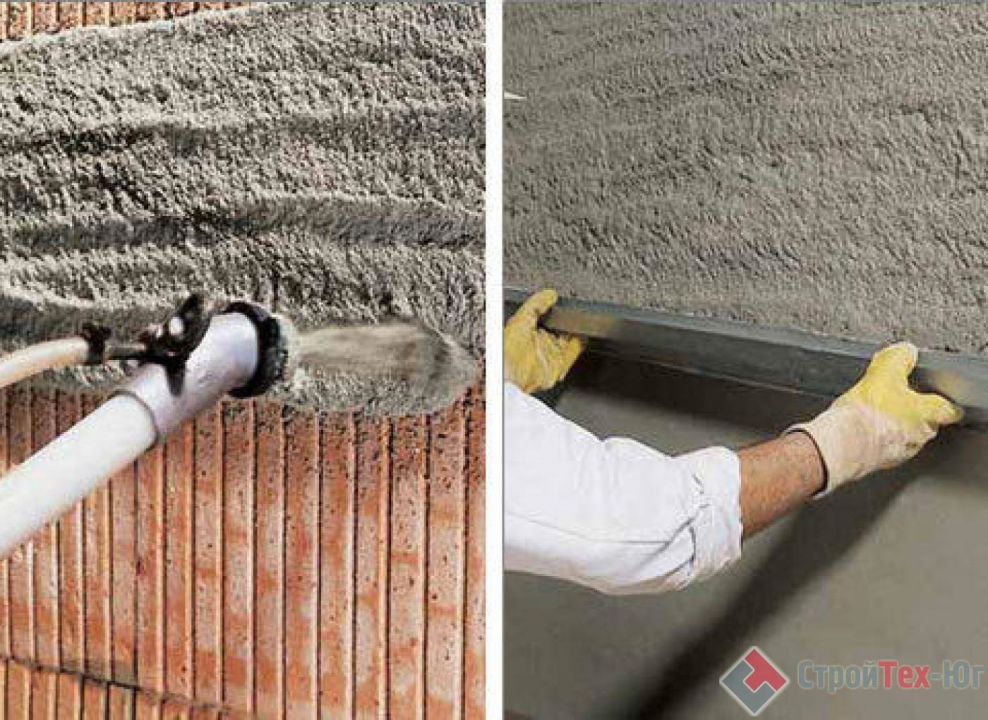 Нанесение цементно-песчаной штукатурки