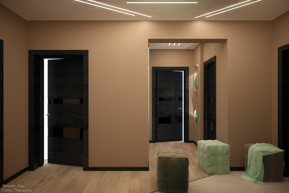 Прихожая с дверями венге