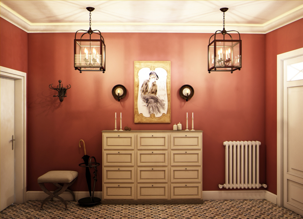 Терракотовый цвет в интерьере прихожей