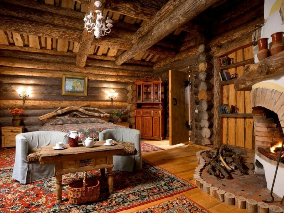 Бревенчатый дом в стиле русская изба