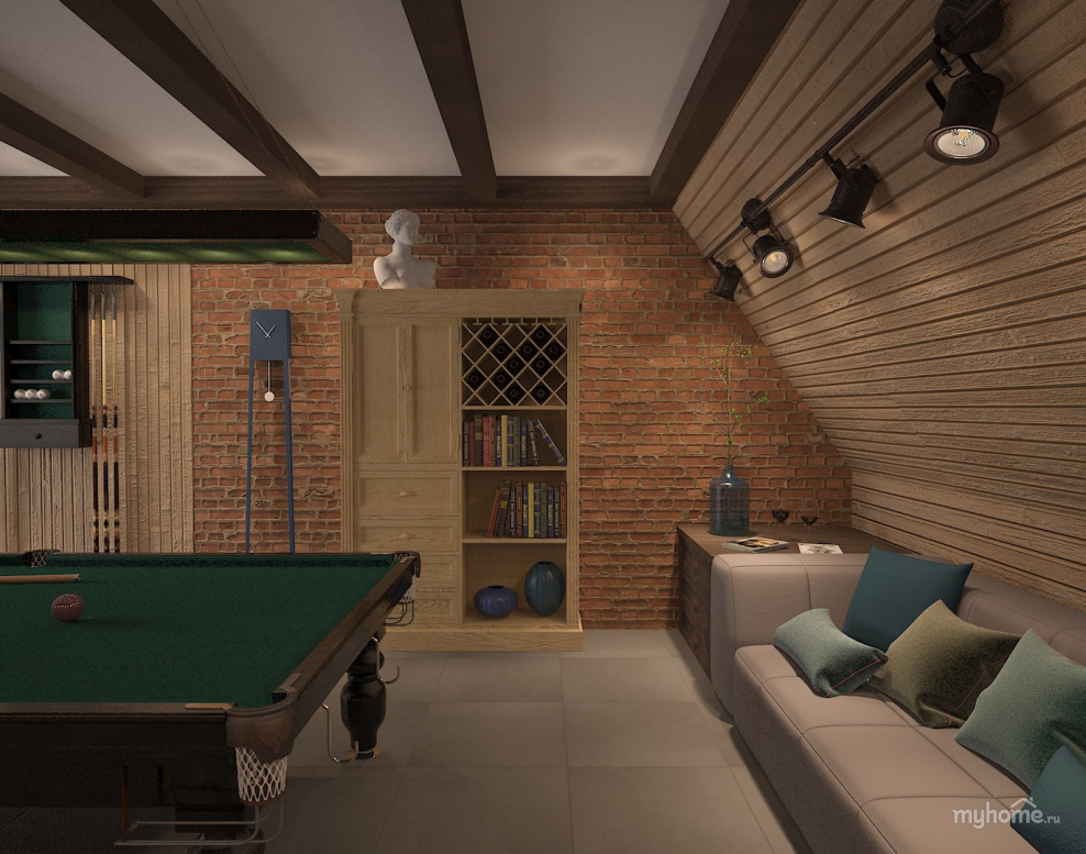 Бильярдная комната на мансарде