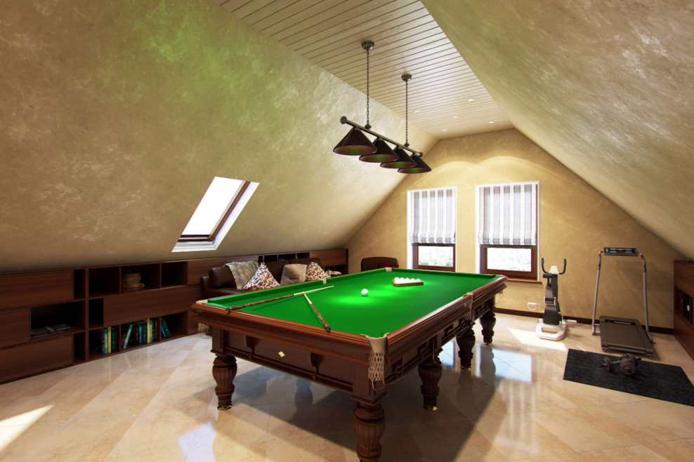 Бильярд на мансарде