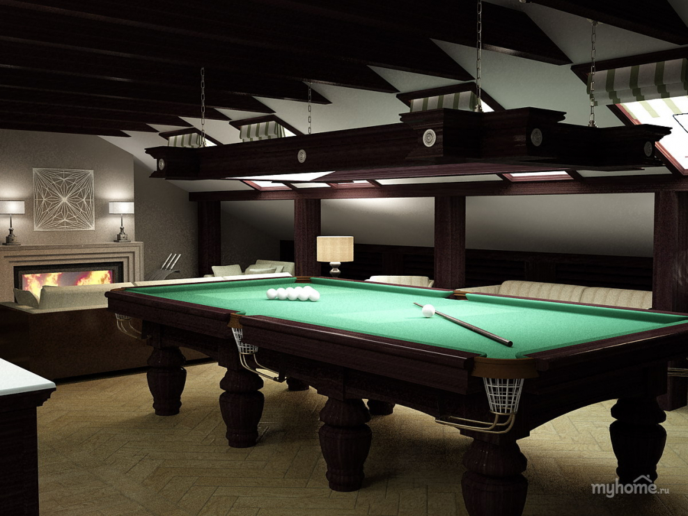Бильярд на мансарде