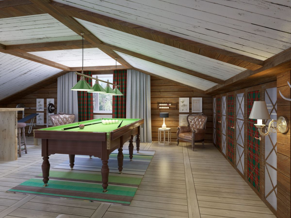 Бильярд на мансарде