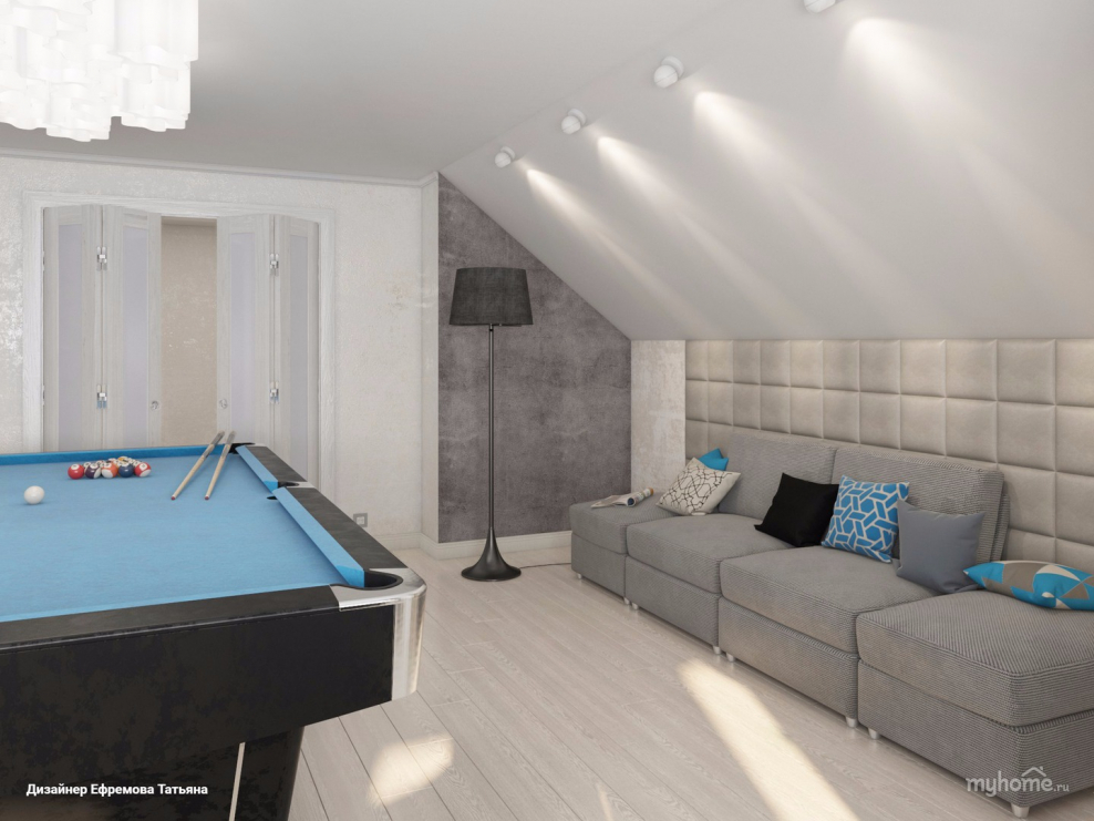 Шикарная мансарда с бильярдом