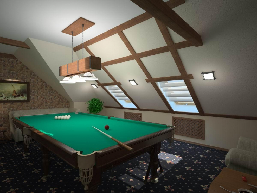 Гостиная с бильярдом