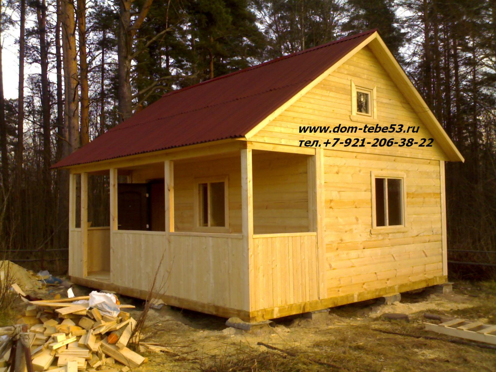 Баня из бруса 4х6 и веранда 2х6