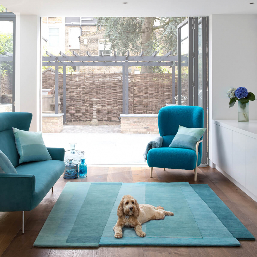 Ковер бирюзового цвета в интерьере