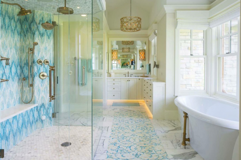 Ванная комната бирюзовая с золотом