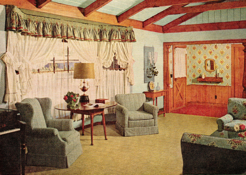 Американский стиль гостиная ретро