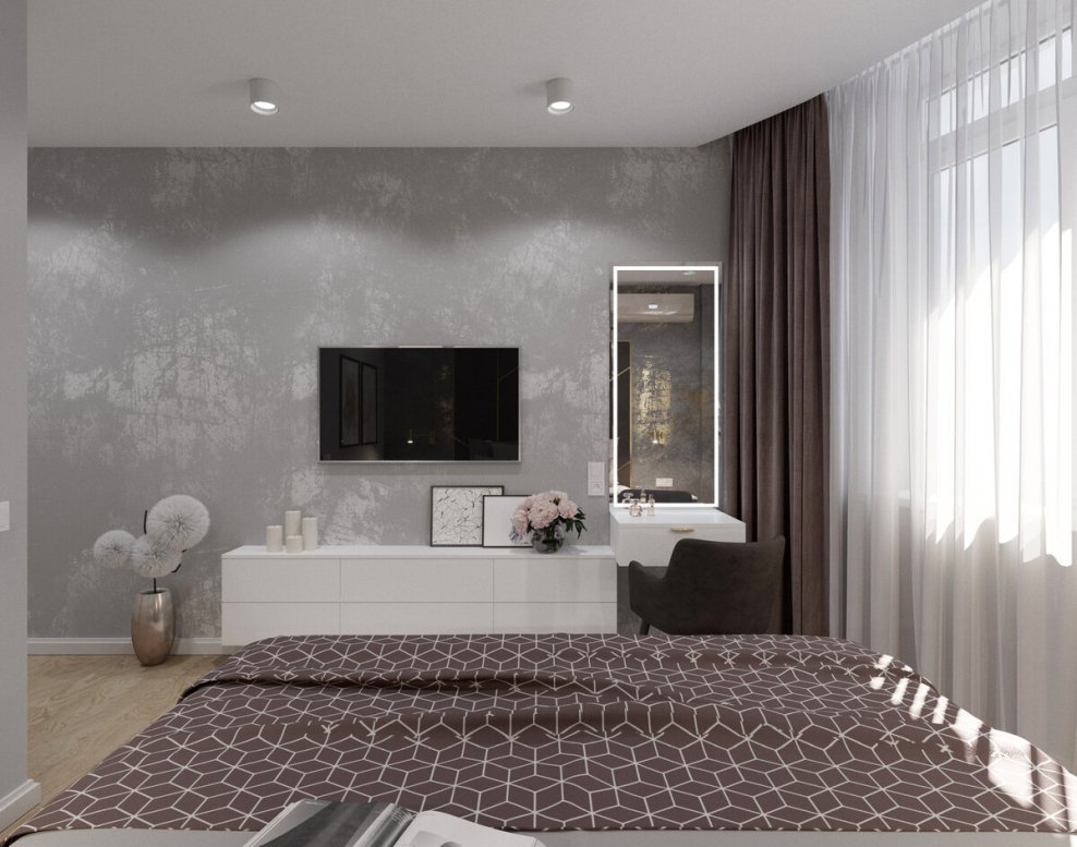 Ремонт комнаты в серых тонах