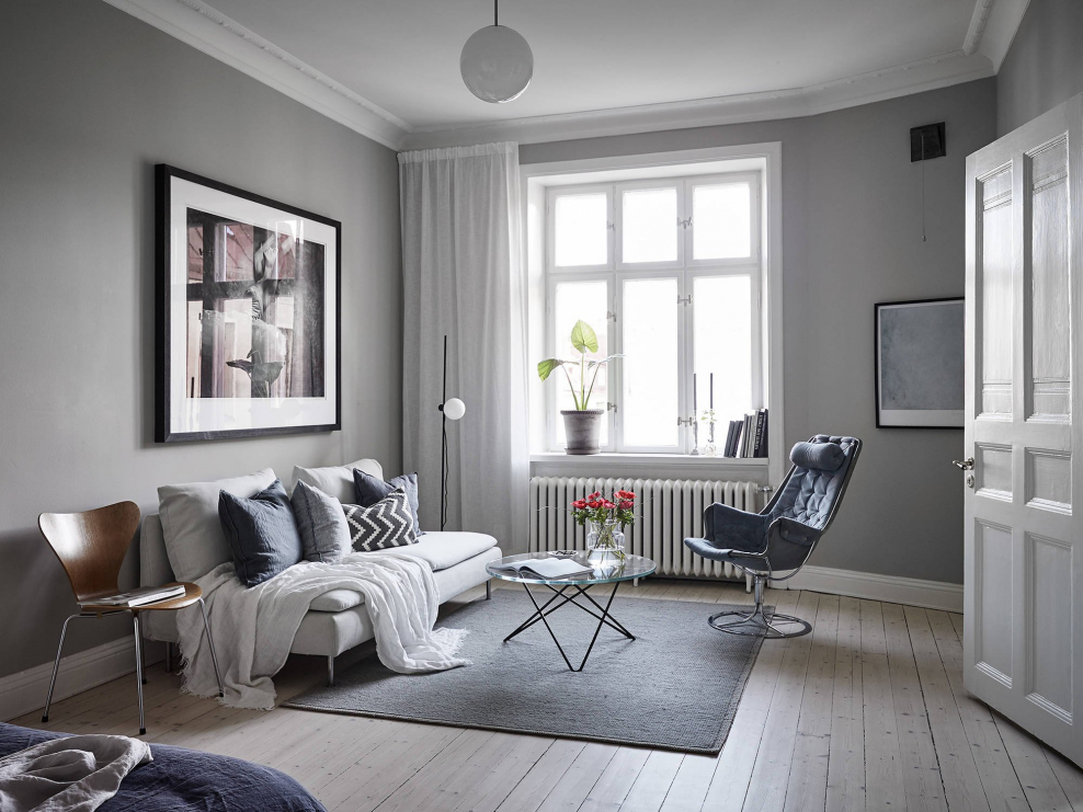 Интерьер в серых тонах благородный серый