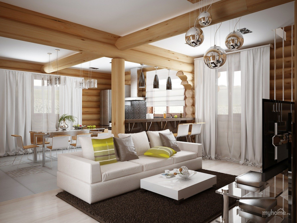 Кухня гостиная в загородном доме