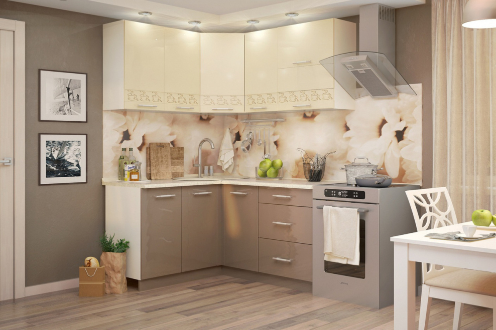 Кухня латте 1,6 (ваниль глянец/кофе с молоком глянец)