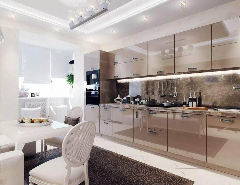 Бело бежевая кухня