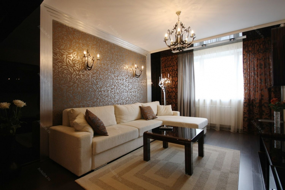 Гостиная в коричневых тонах