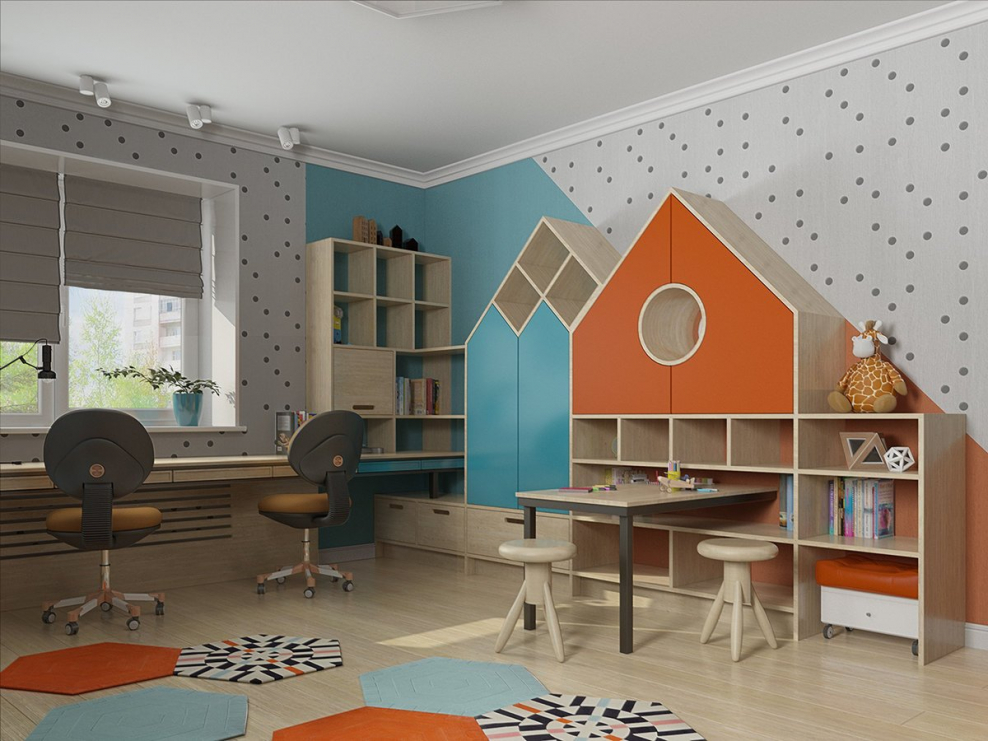 Зеленый цвет в интерьере детской