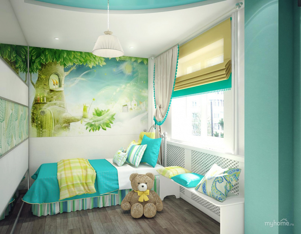 Сочетание ярких цветов в интерьере