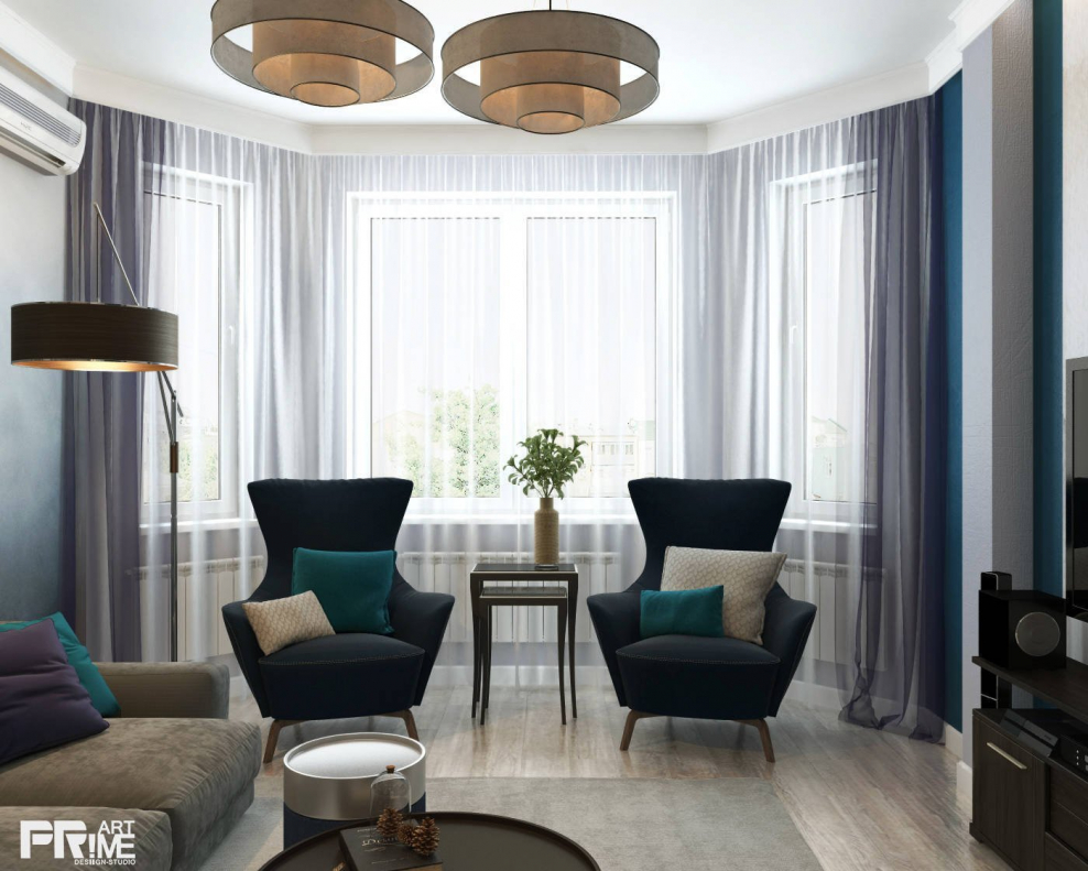 Гостиная с эркерным окном