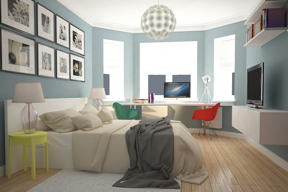 Комната с эркером спальня и кабинет