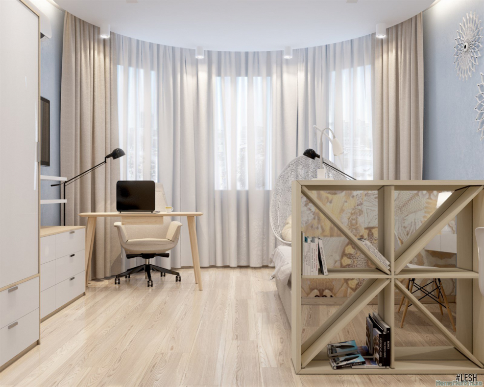 Зонирование комнаты с эркером