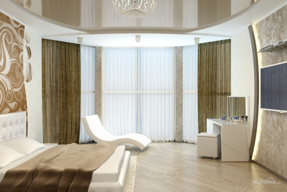 Узкая спальня с рабочим местом