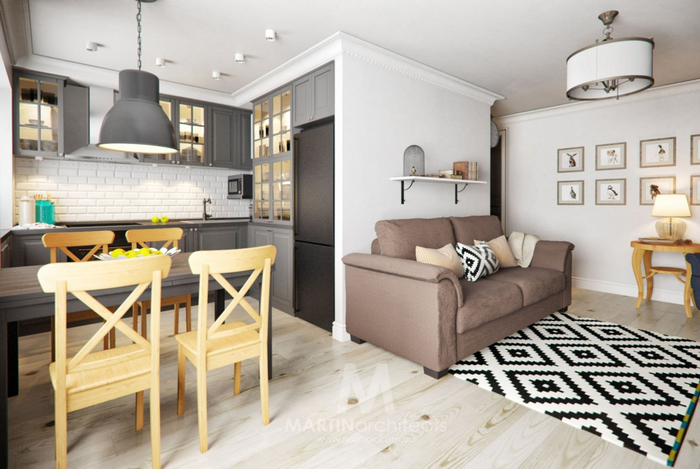 Кухня гостиная икеа в интерьере