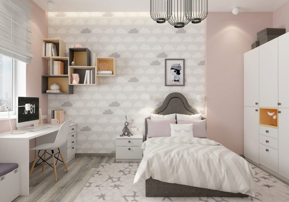 Комната в скандинавском стиле для девушки
