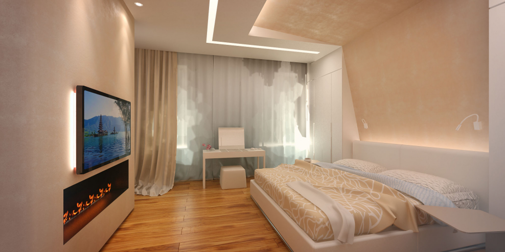 Современные спальни в светлых теплых тонах