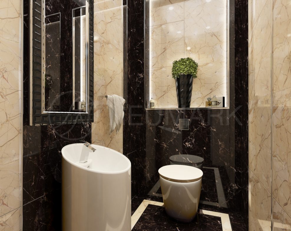 Туалет в стиле арт деко маленький