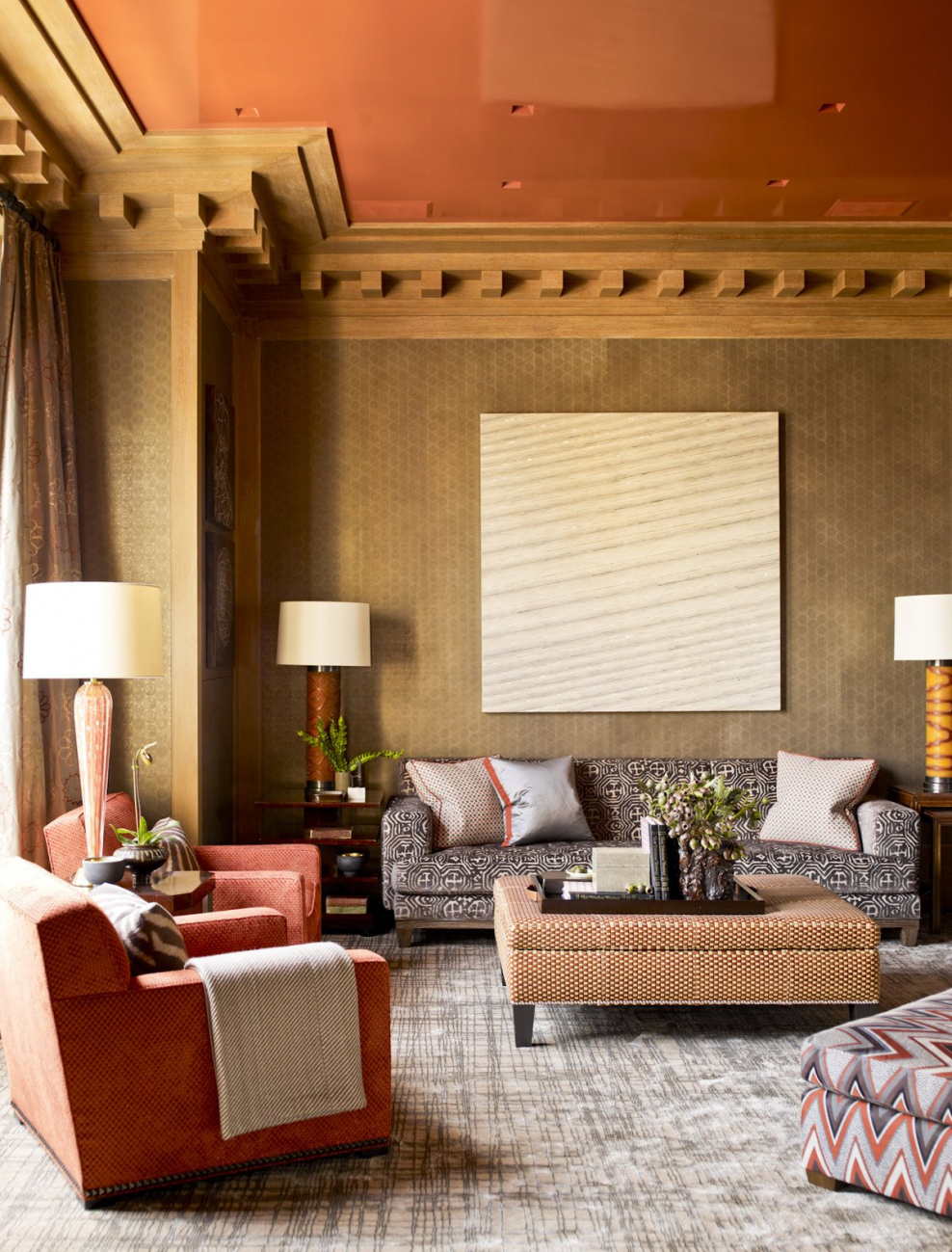 Гостиная в терракотовых тонах