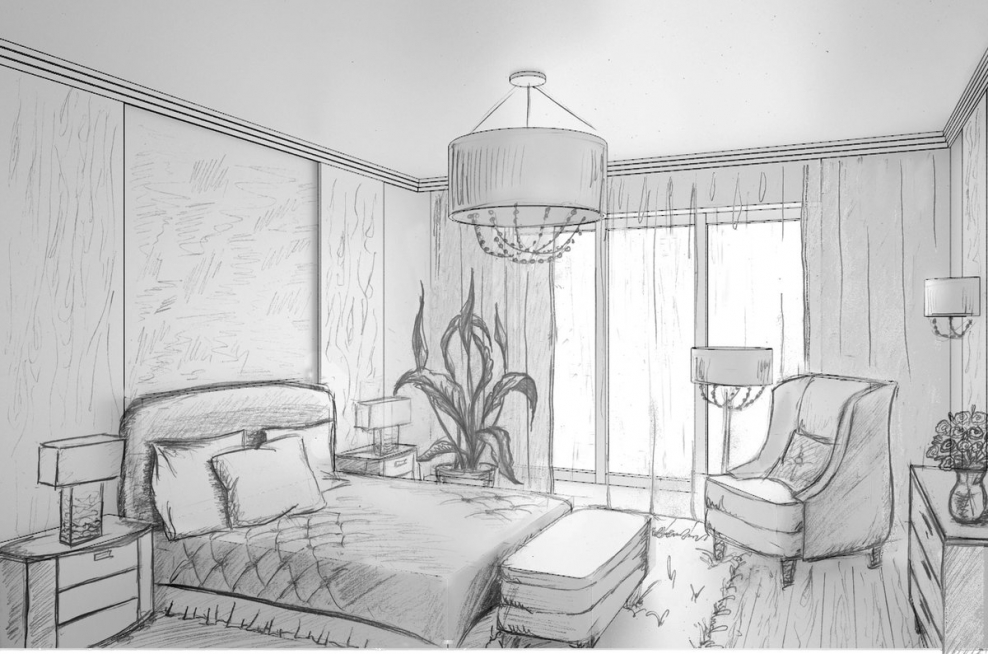Рисование интерьера комнаты