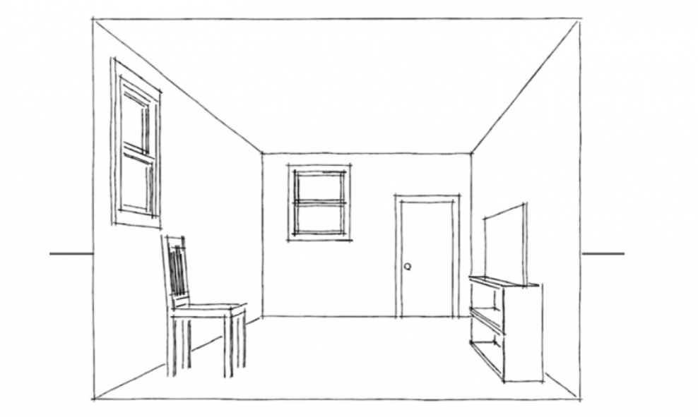 Рисование интерьера комнаты
