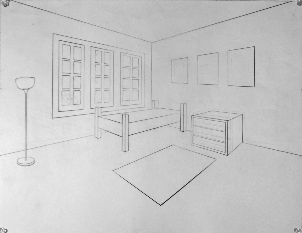 Рисование в перспективе комнаты угловая