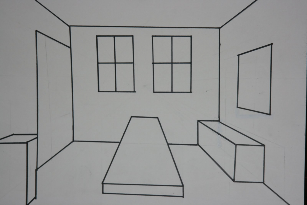 Рисование интерьера комнаты