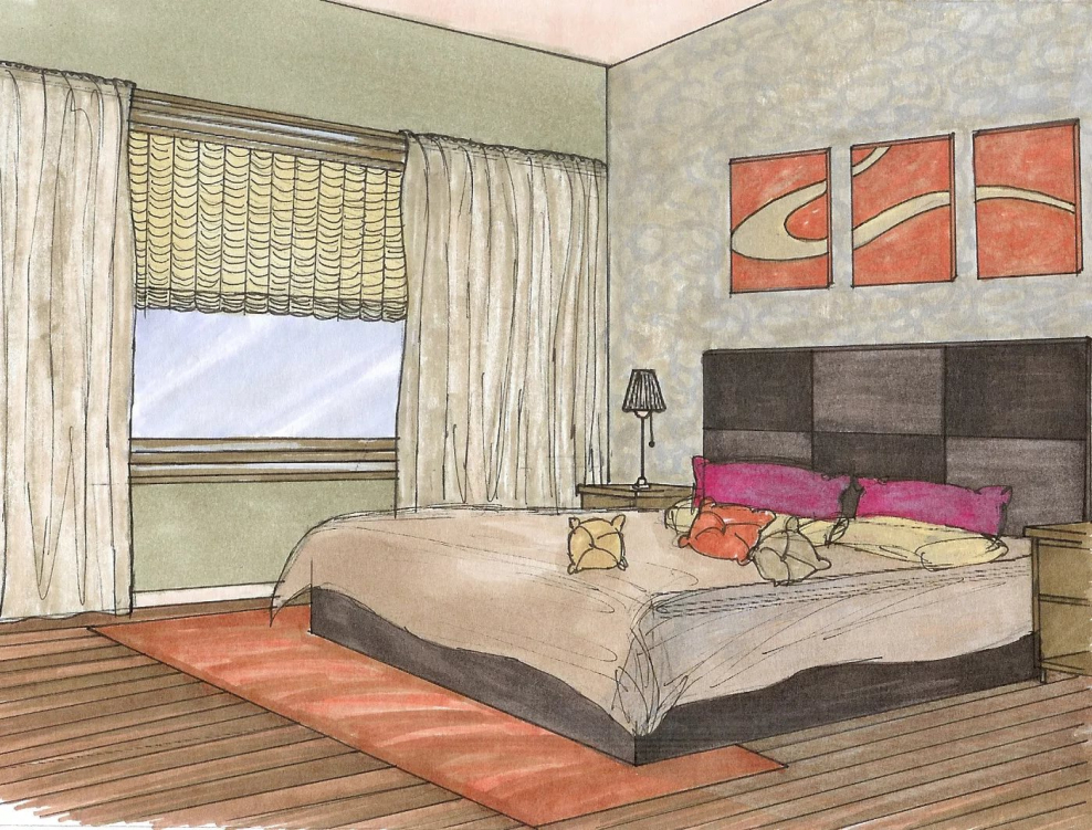 Интерьер карандашом для начинающих