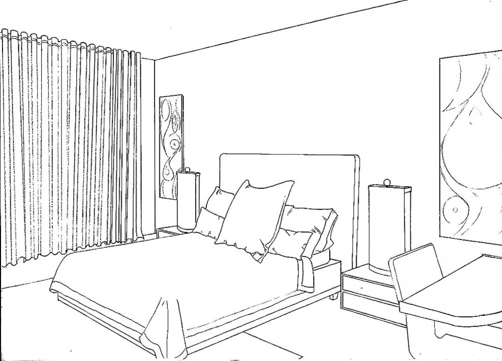 Чертеж моей комнаты карандашом