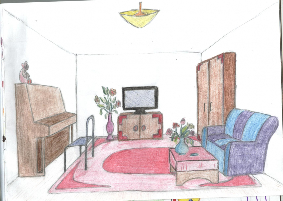 Спальня карандашом
