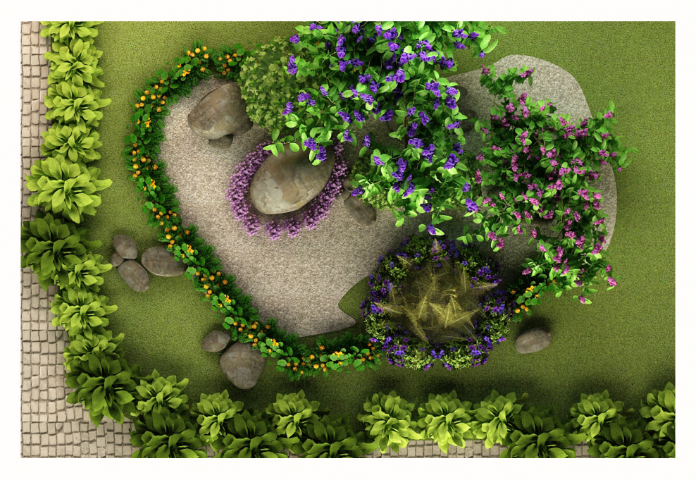 Цветочная клумба вид сверху