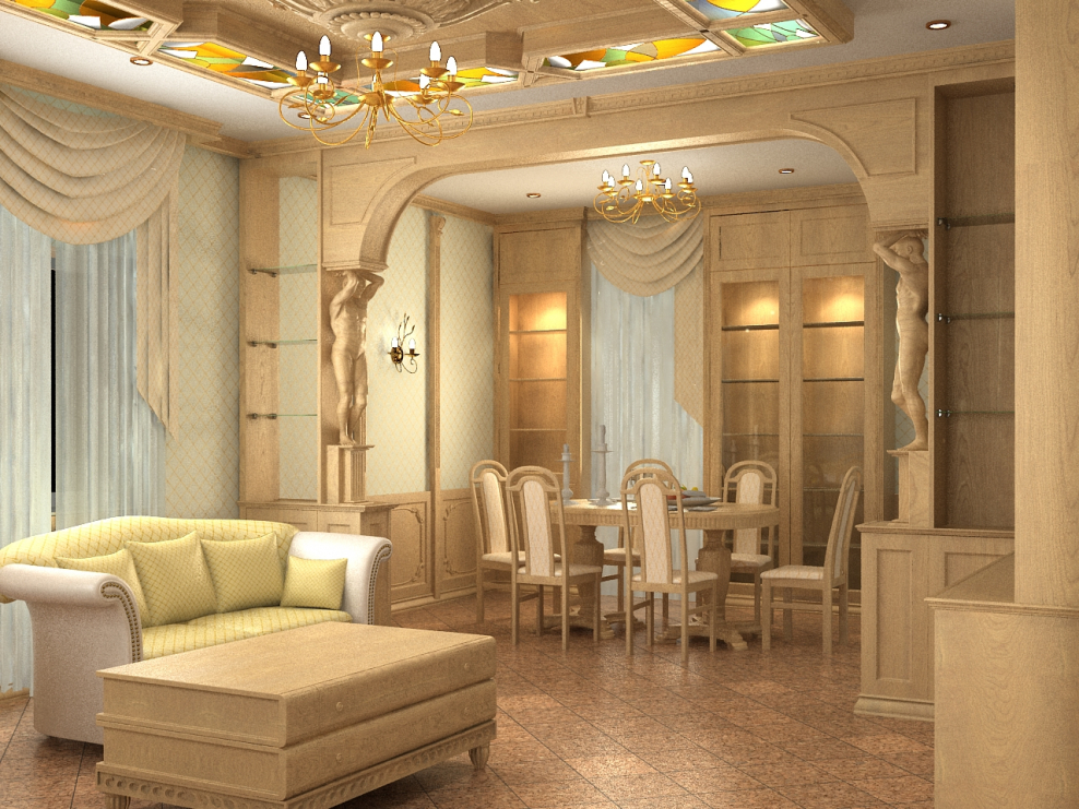 Гостиная с двумя арками