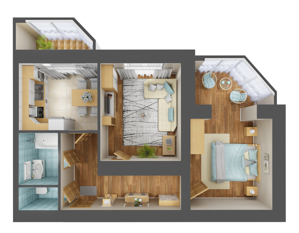 Планировка маленького дома 3д