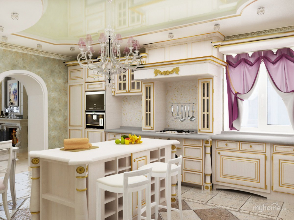 Шикарные классические кухни в частном доме