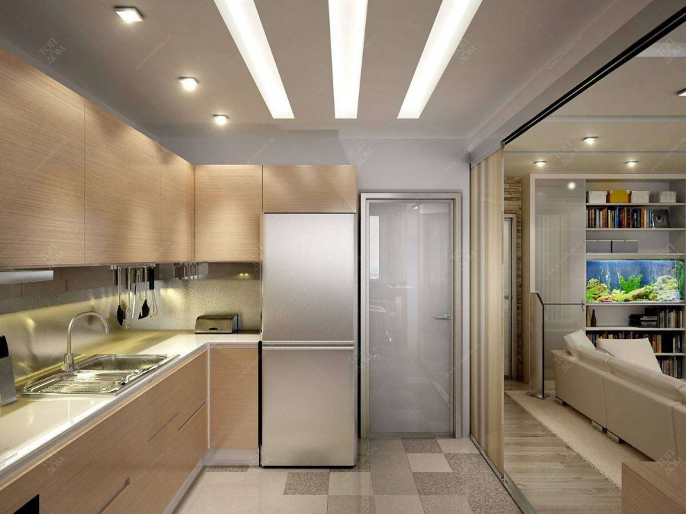 Интерьер кухни в трехкомнатной квартире