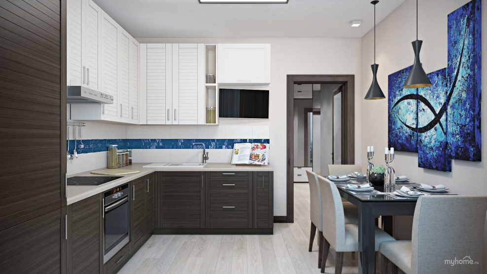 Кухня в трехкомнатной квартире