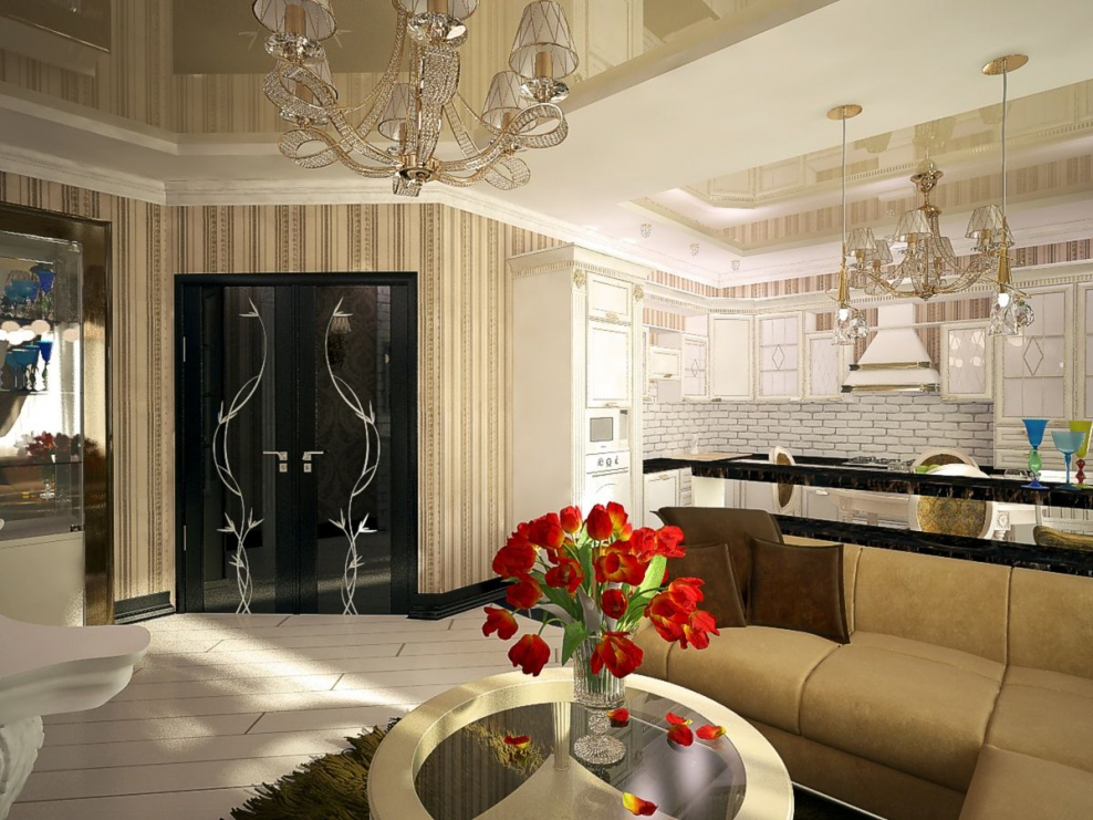 Кухня-столовая-гостиная Неоклассика