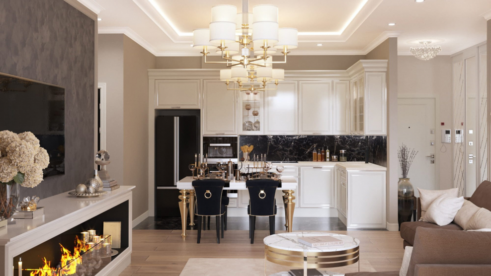 Неоклассика гостиная 20кв